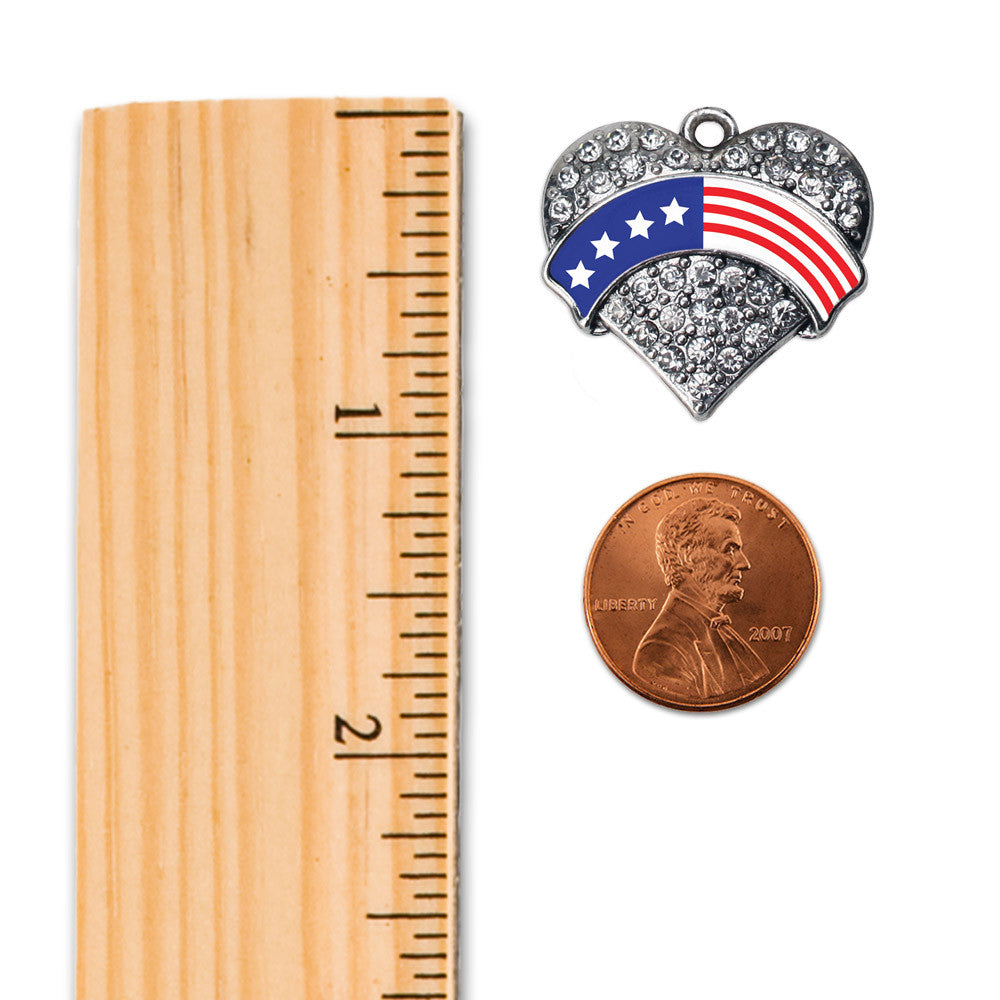American Flag Pave Heart Charm