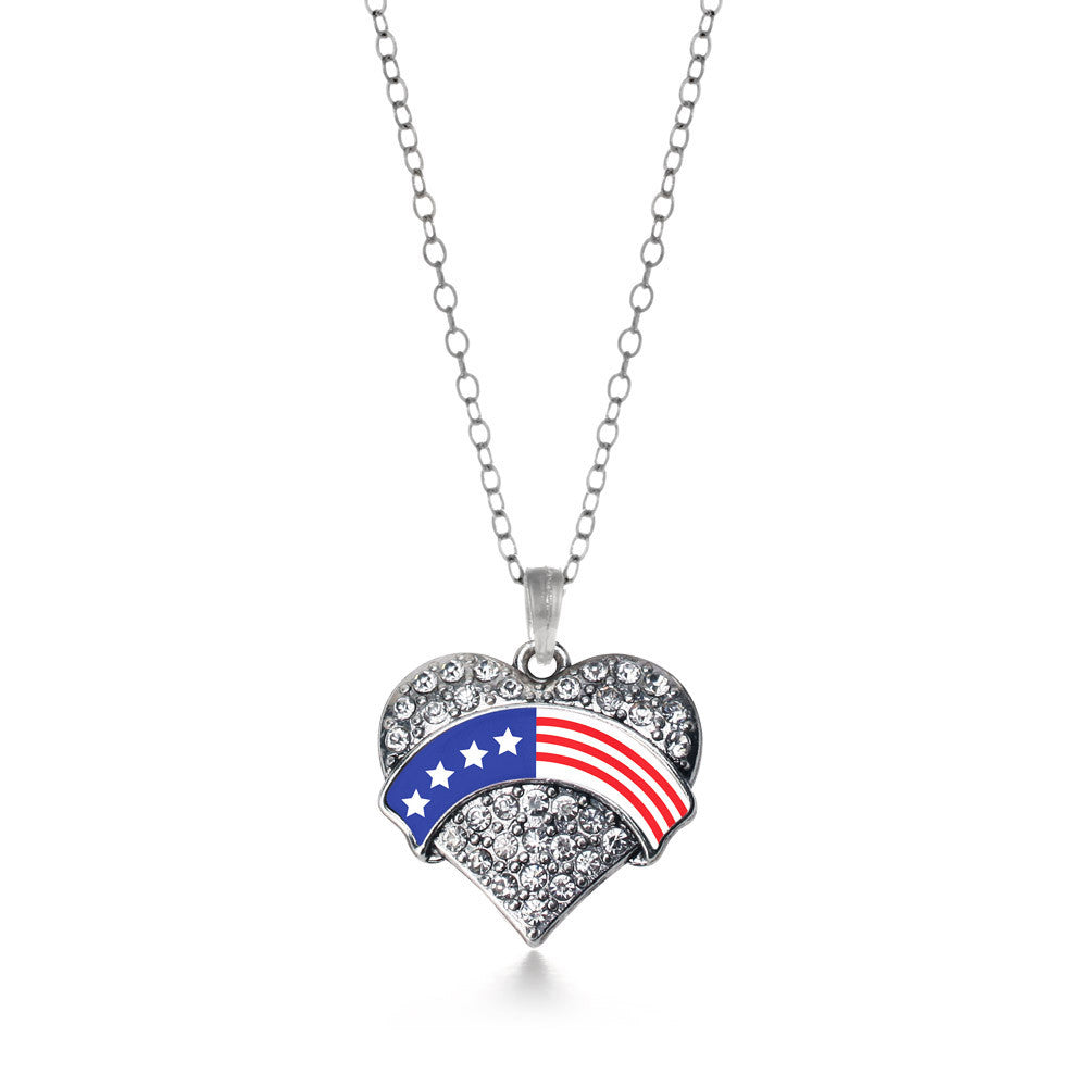 American Flag Pave Heart Charm