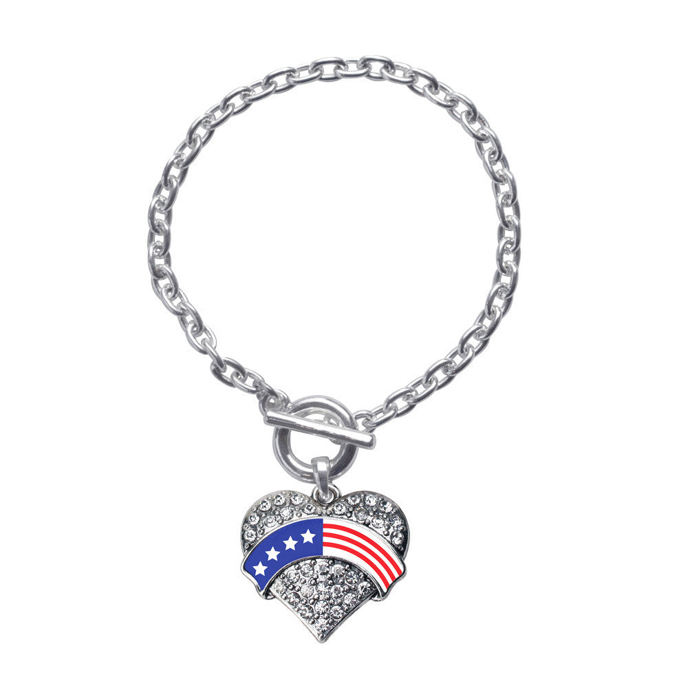 American Flag Pave Heart Charm