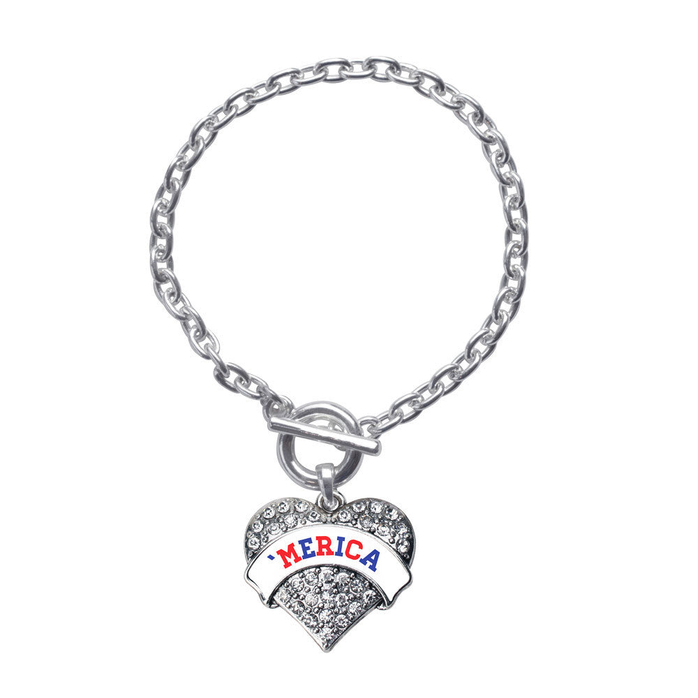 'Merica Pave Heart Charm