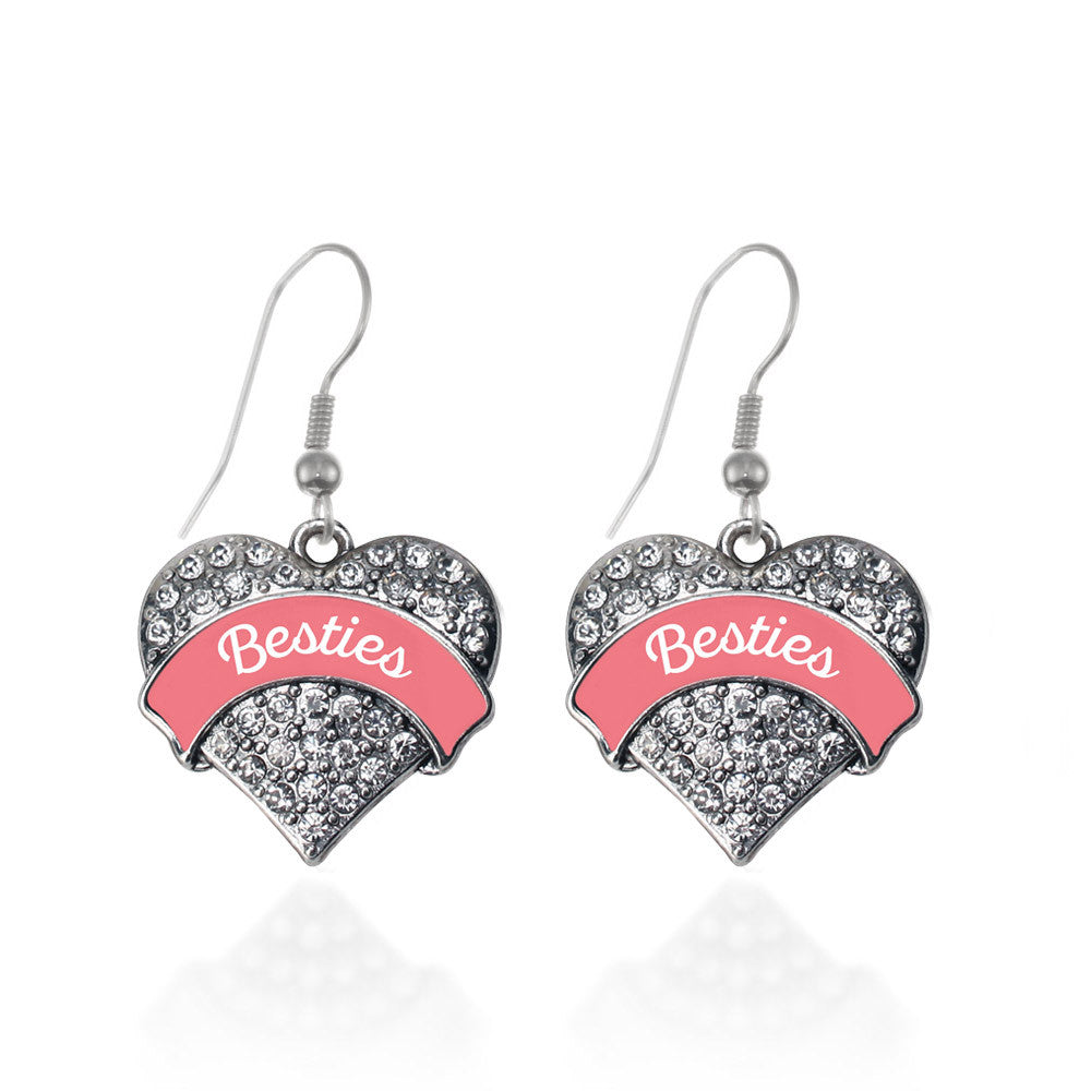 Coral Besties Pave Heart Charm