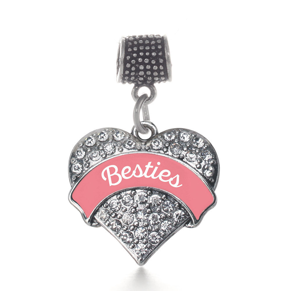 Coral Besties Pave Heart Charm