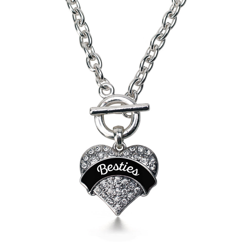 Black and White Besties Pave Heart Charm