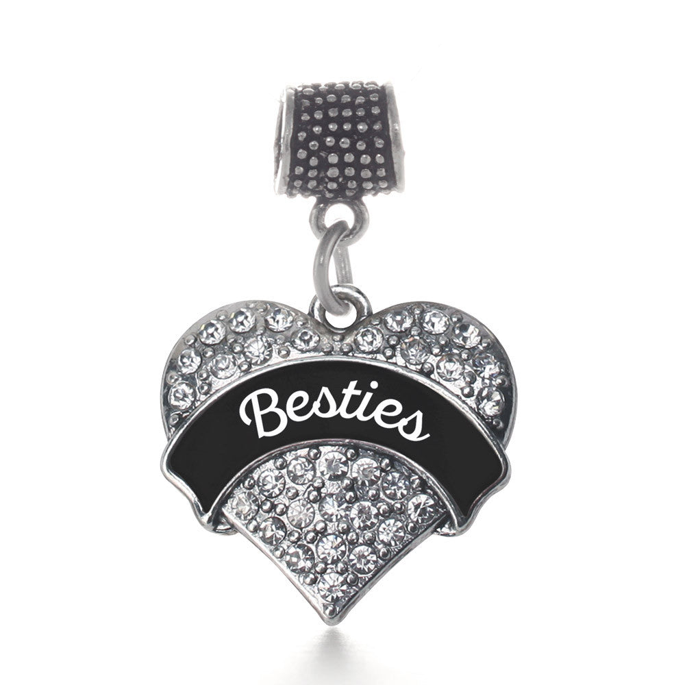 Black and White Besties Pave Heart Charm