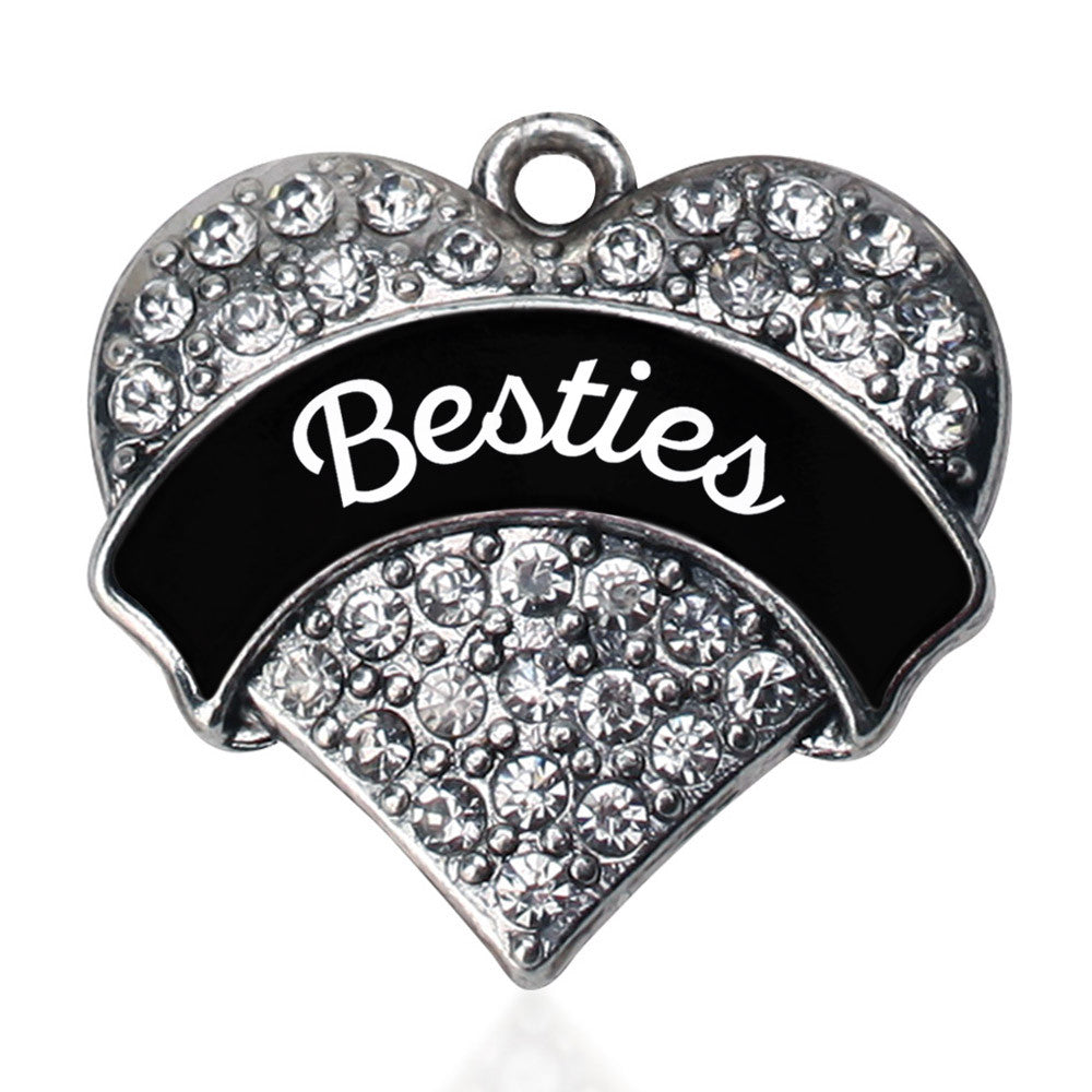 Black and White Besties Pave Heart Charm