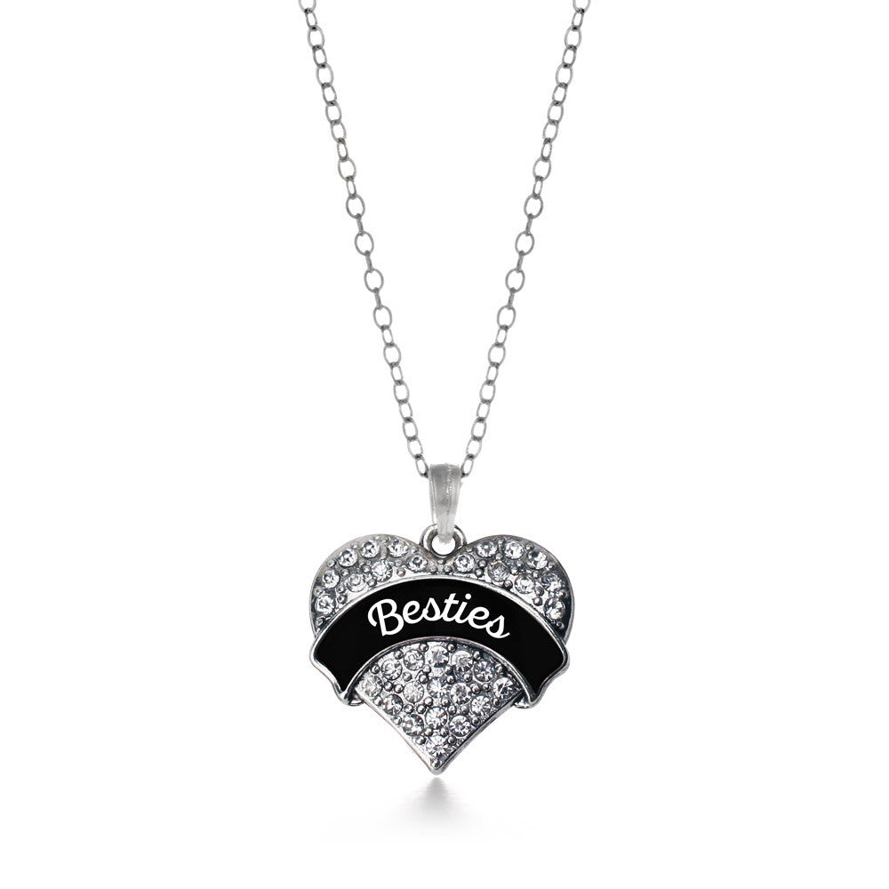 Black and White Besties Pave Heart Charm