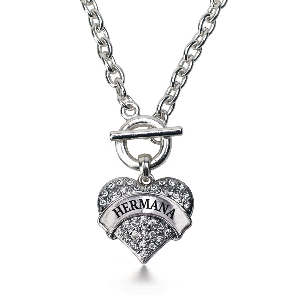 Hermana - Sister in Spanish Pave Heart Charm