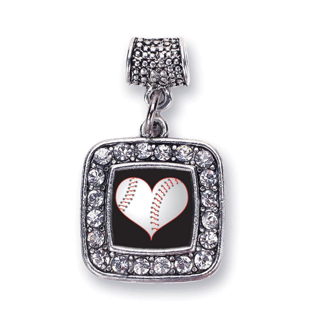 Heart Of A Baseball Player Square Charm