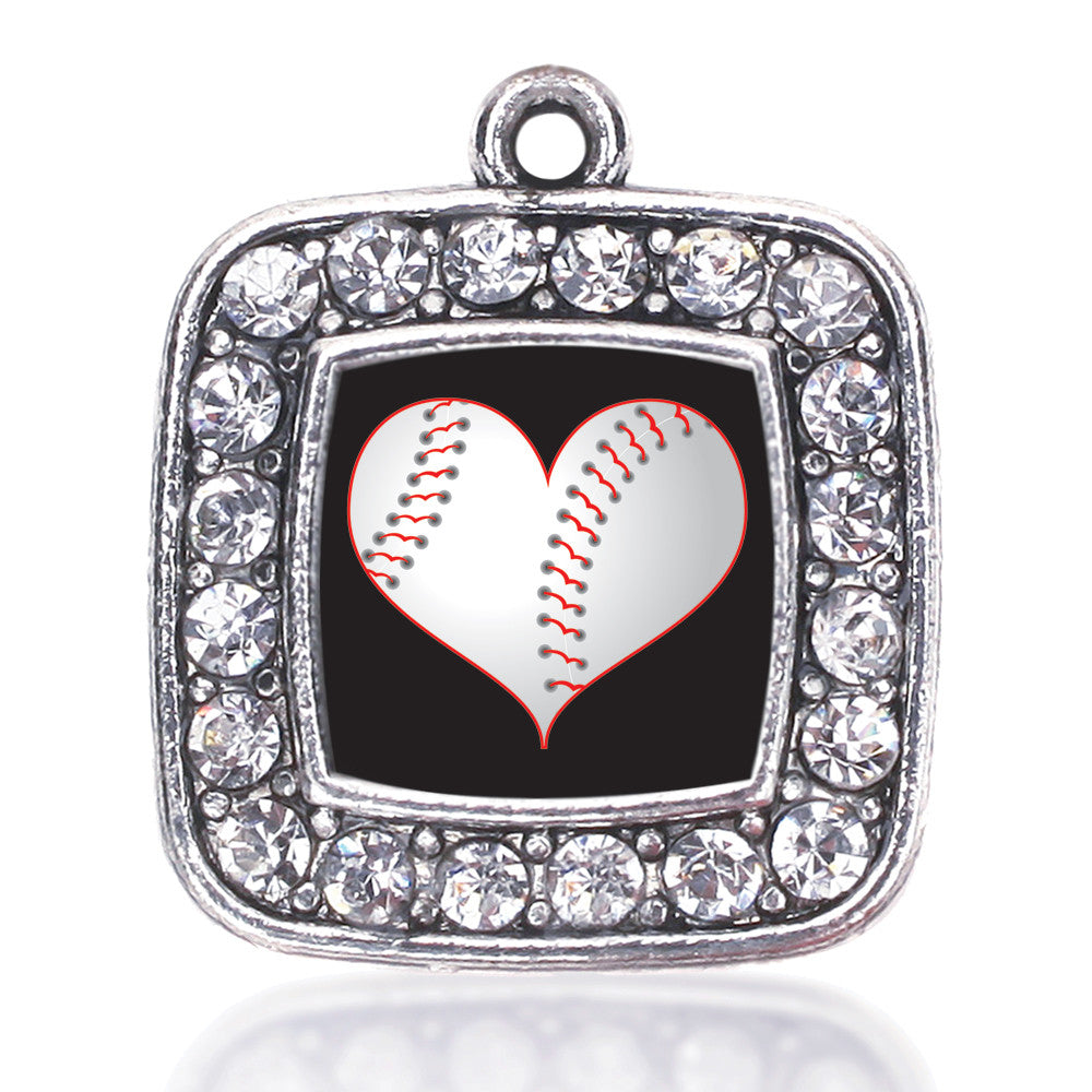 Heart Of A Baseball Player Square Charm