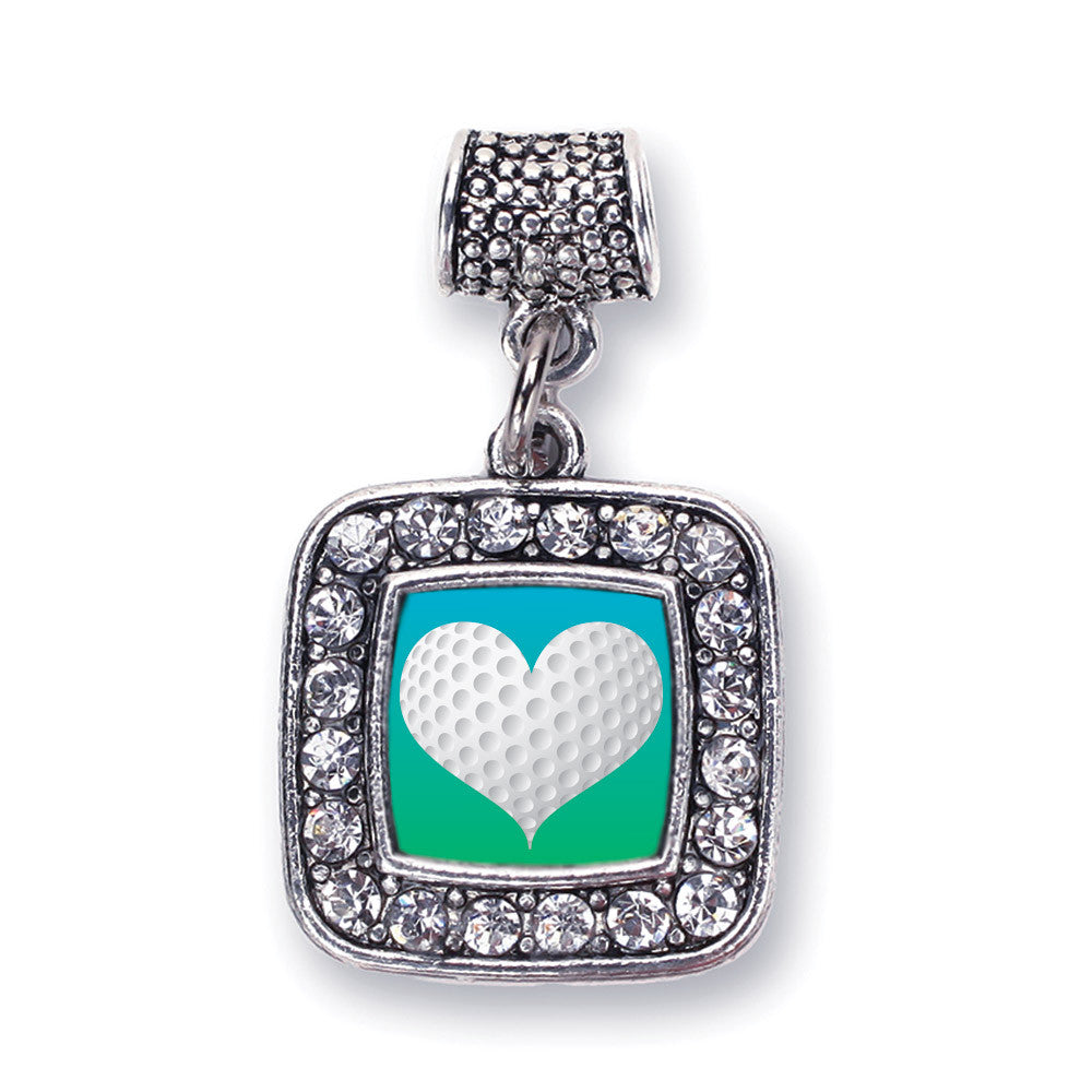 Heart Of A Golfer Square Charm