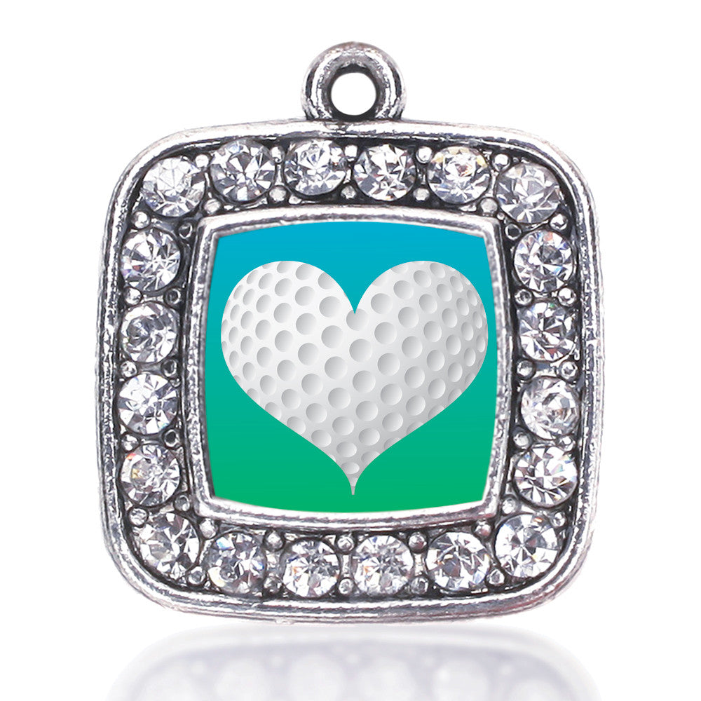 Heart Of A Golfer Square Charm