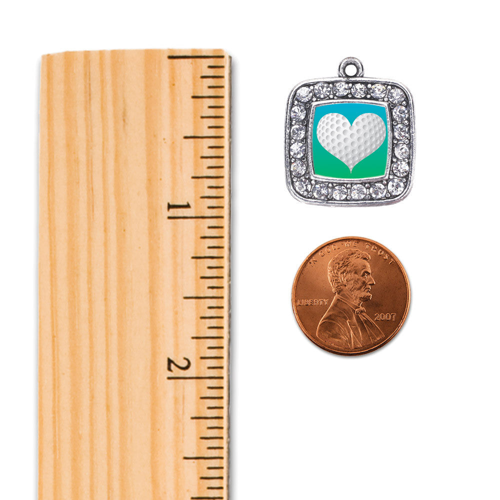 Heart Of A Golfer Square Charm