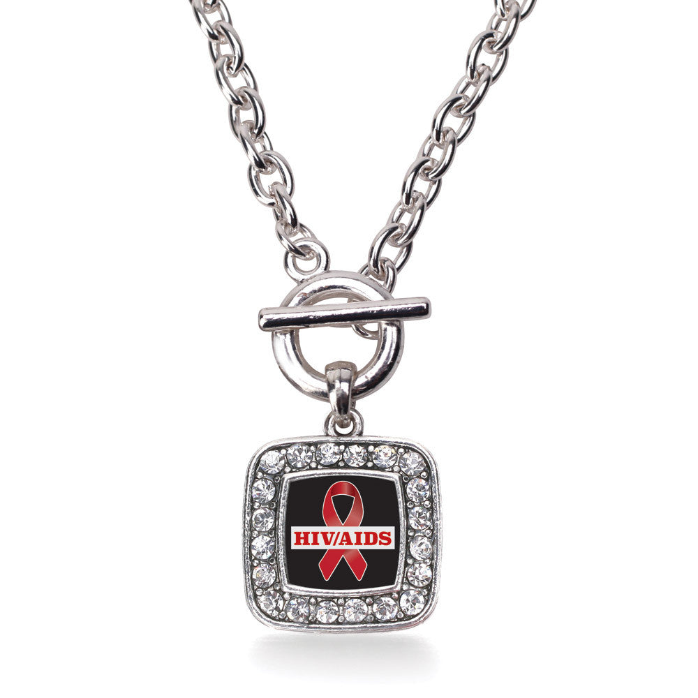 HIV/AIDS Awareness Ribbon Square Charm
