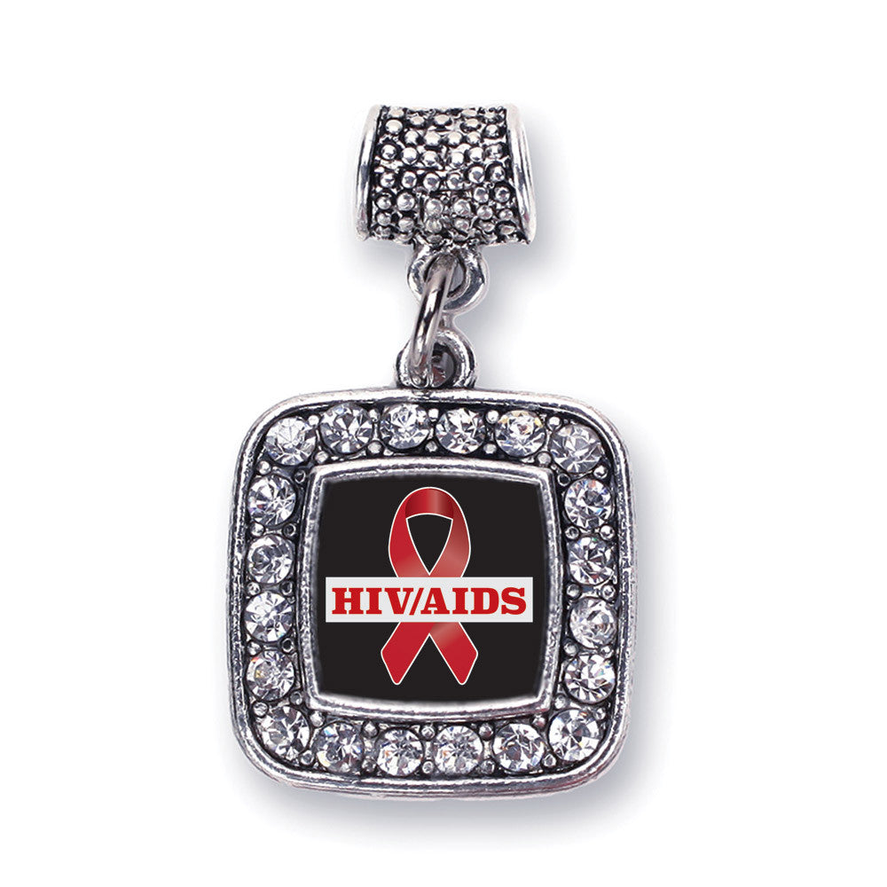 HIV/AIDS Awareness Ribbon Square Charm