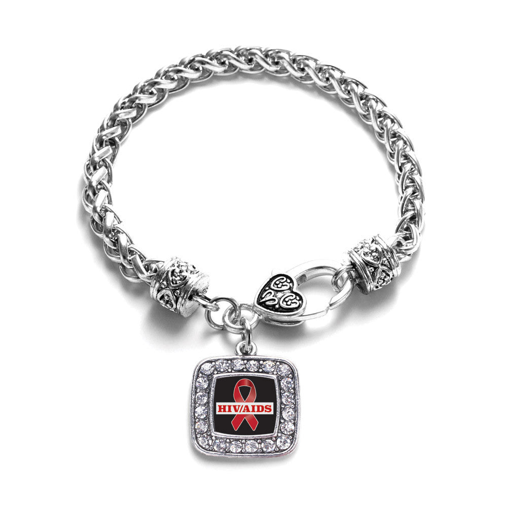 HIV/AIDS Awareness Ribbon Square Charm