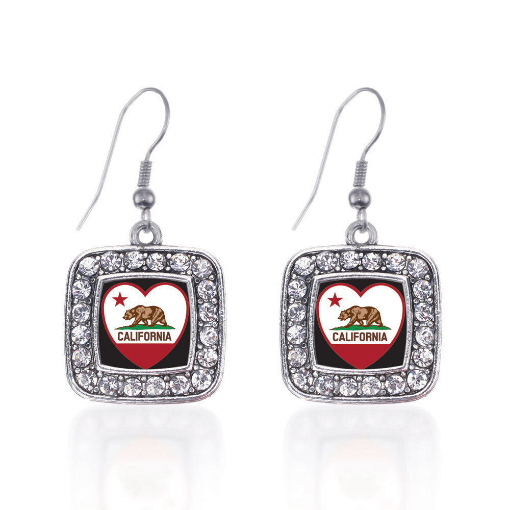California Heart Flag Square Charm