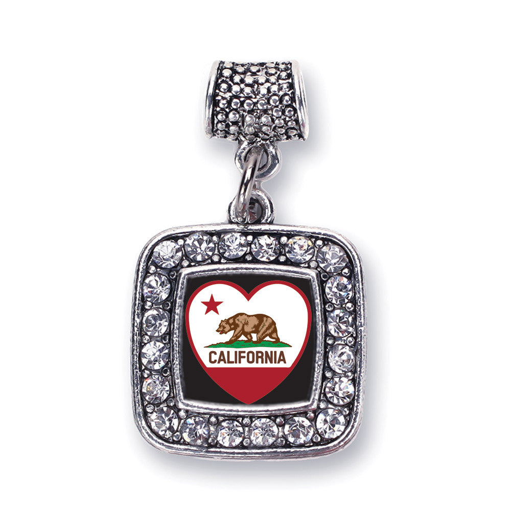 California Heart Flag Square Charm