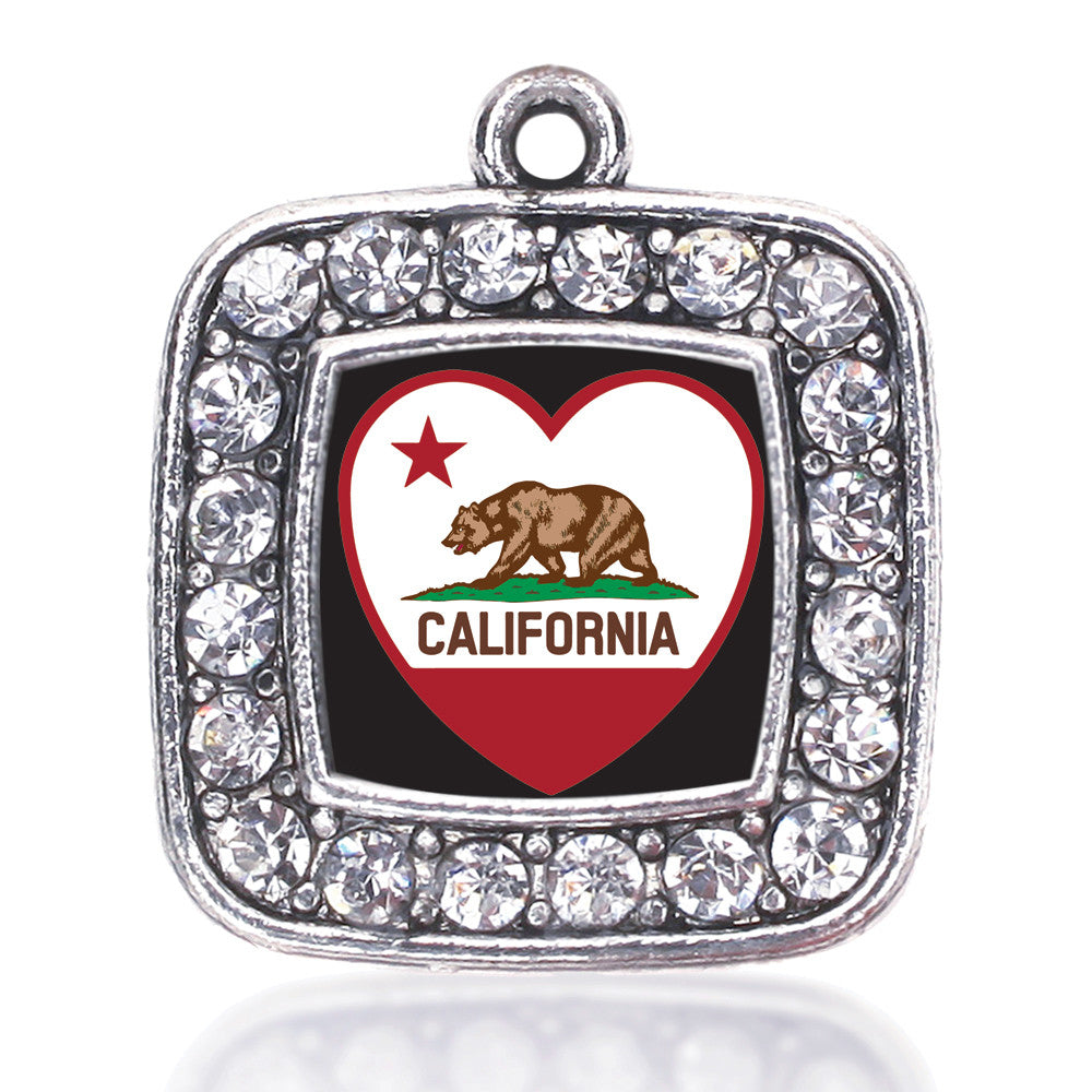 California Heart Flag Square Charm