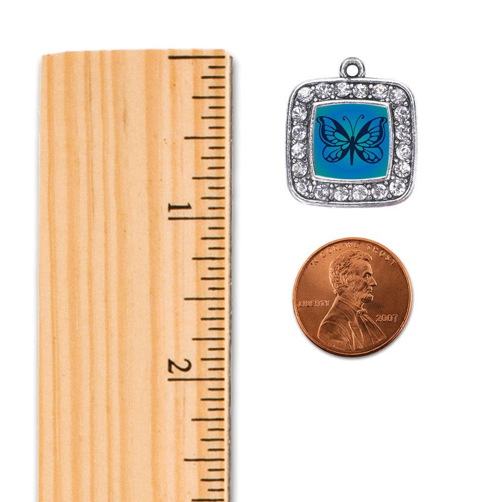 Blue Butterfly Square Charm