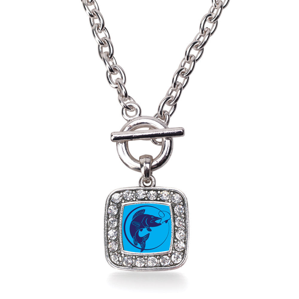 Blue Fishing Square Charm