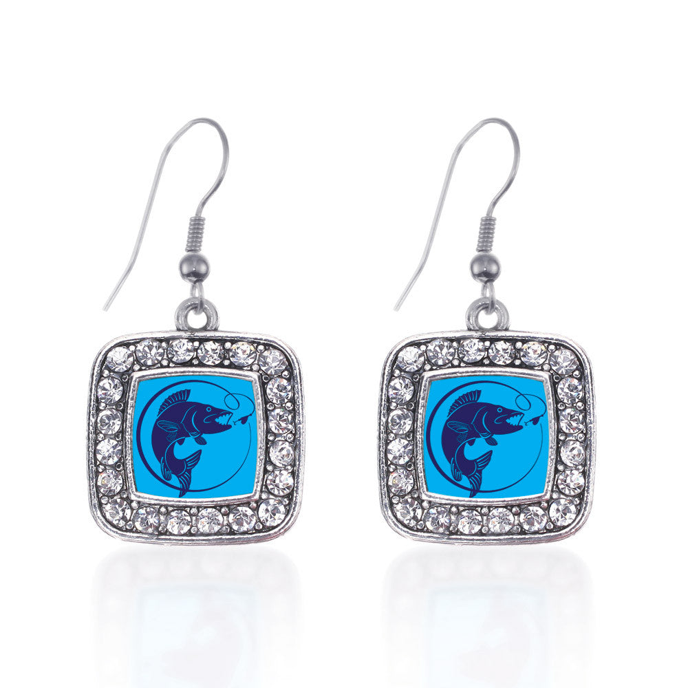 Blue Fishing Square Charm