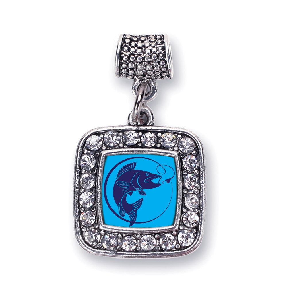 Blue Fishing Square Charm