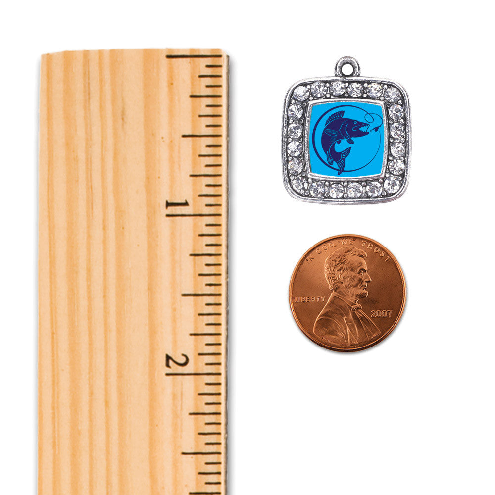 Blue Fishing Square Charm