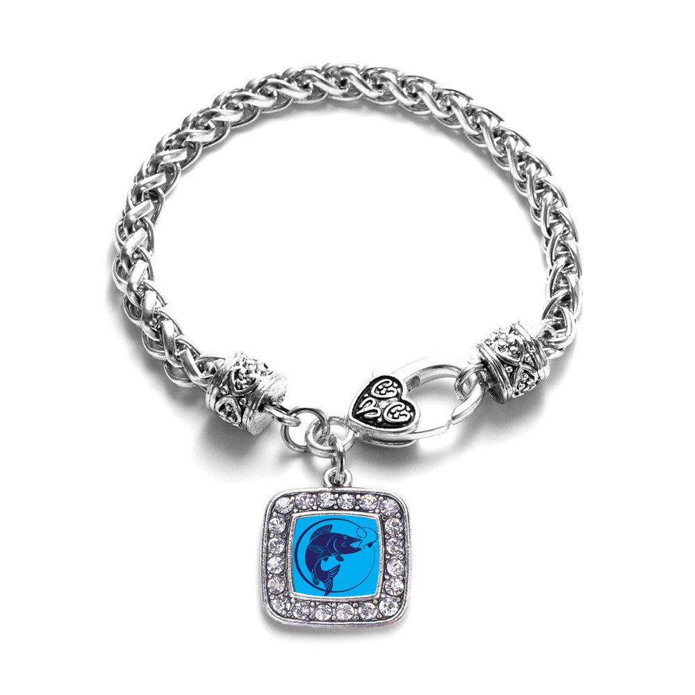 Blue Fishing Square Charm