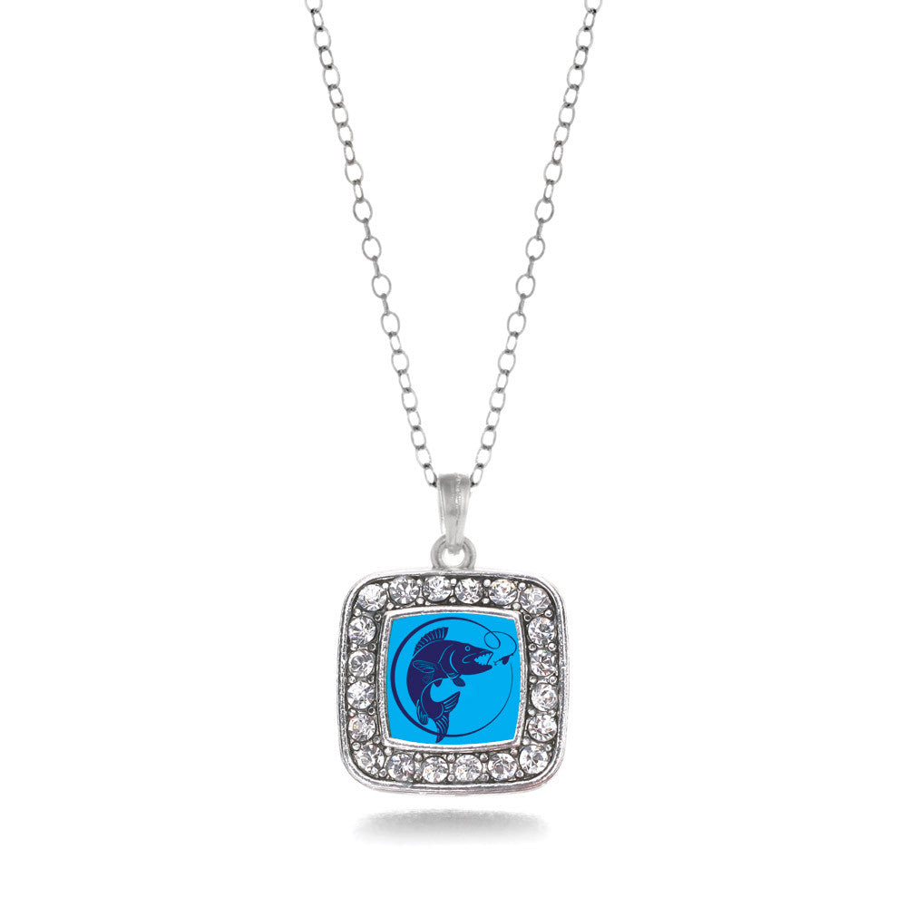 Blue Fishing Square Charm