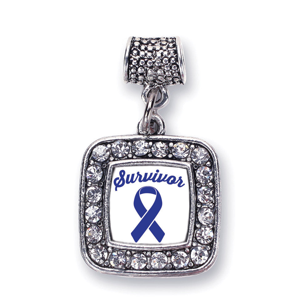 Blue Ribbon Survivor Square Charm
