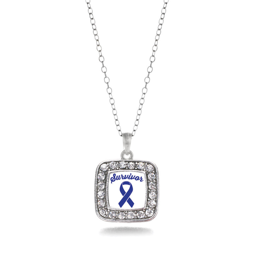Blue Ribbon Survivor Square Charm