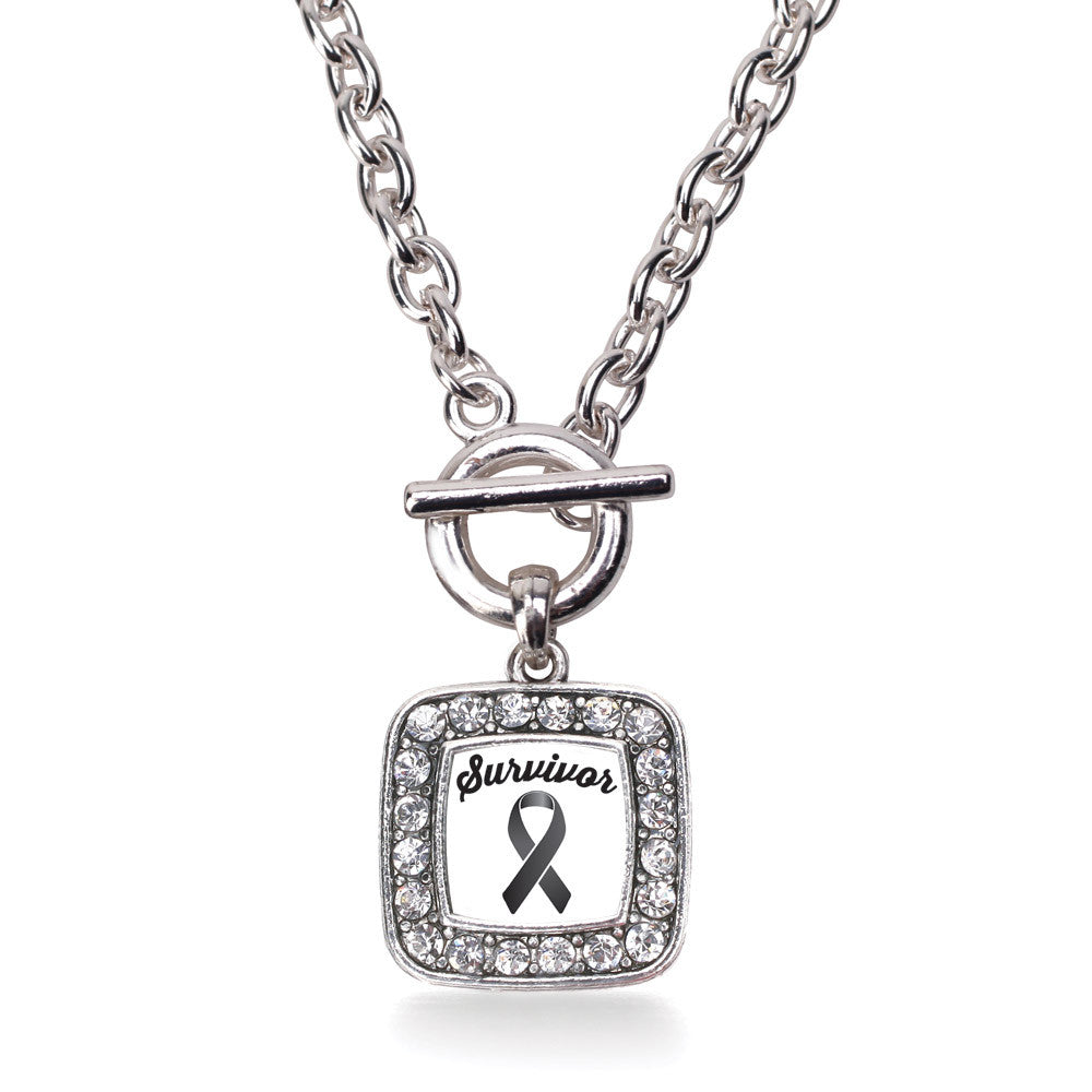 Black Ribbon Survivor Square Charm