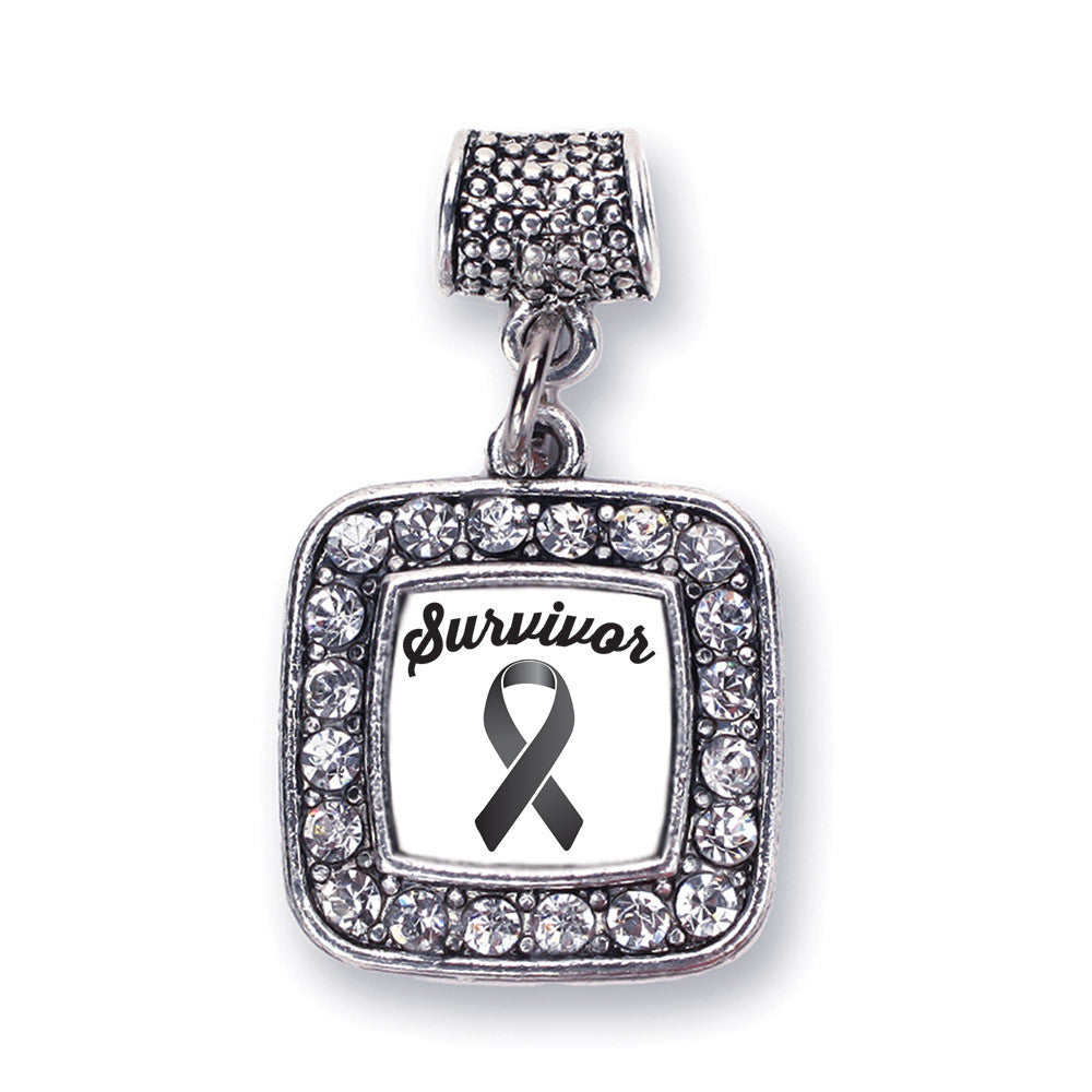 Black Ribbon Survivor Square Charm
