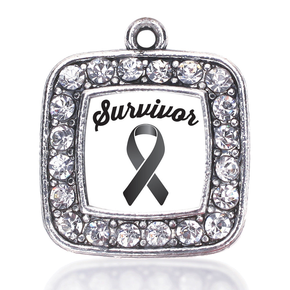 Black Ribbon Survivor Square Charm