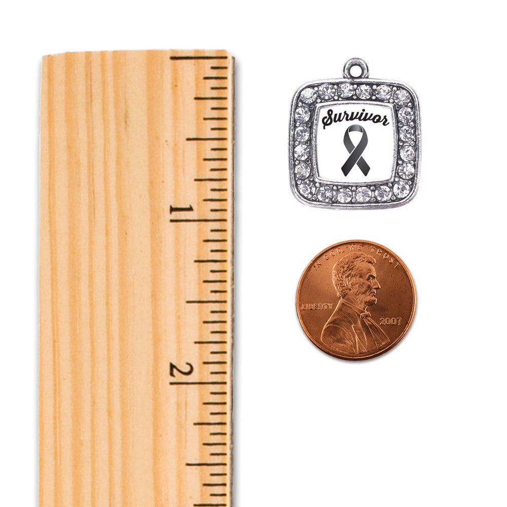 Black Ribbon Survivor Square Charm