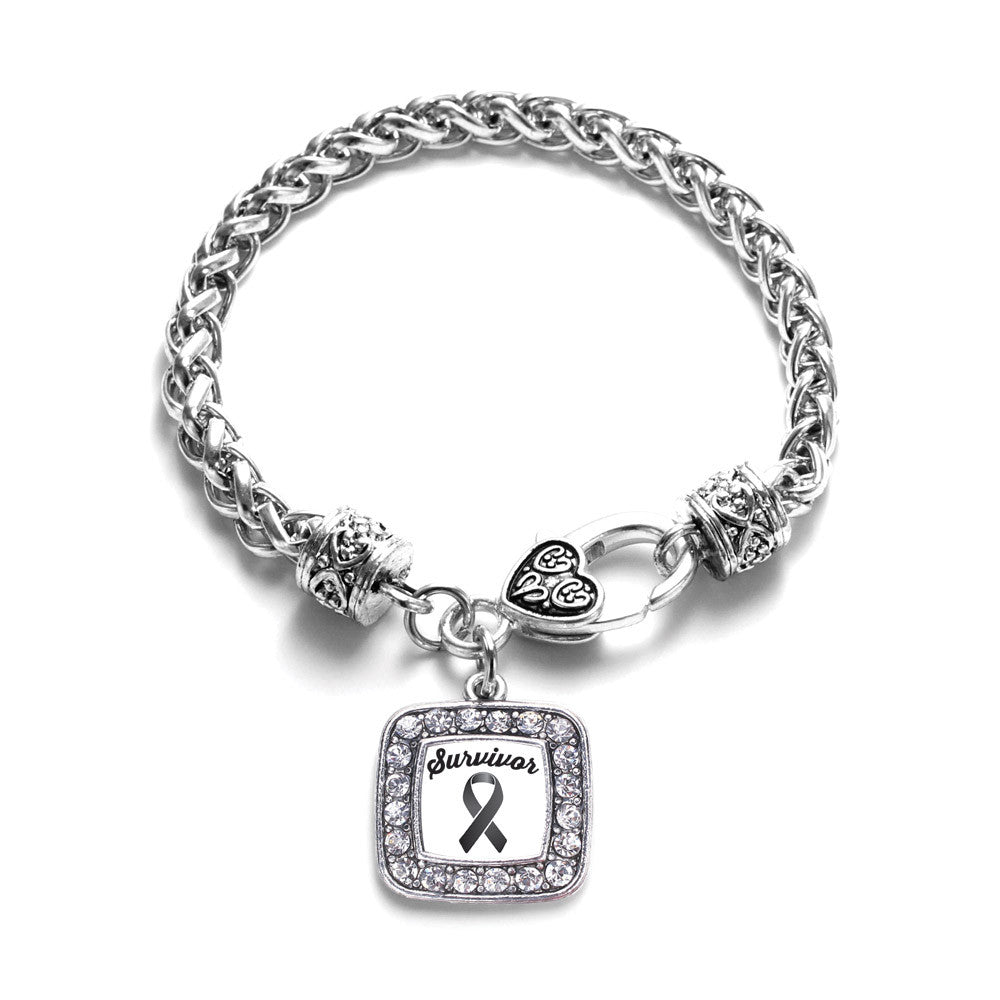 Black Ribbon Survivor Square Charm