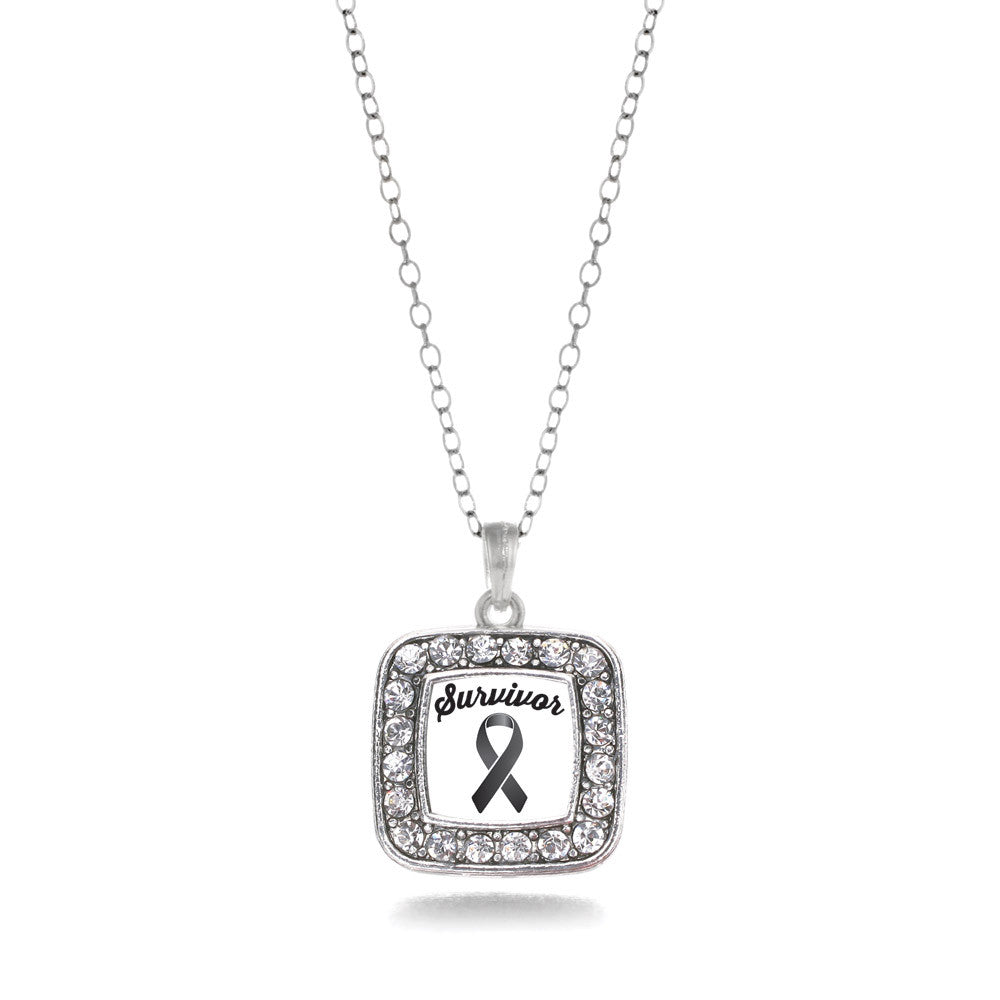 Black Ribbon Survivor Square Charm