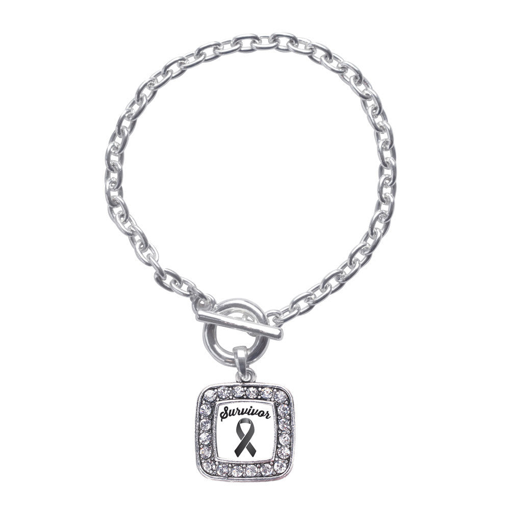 Black Ribbon Survivor Square Charm