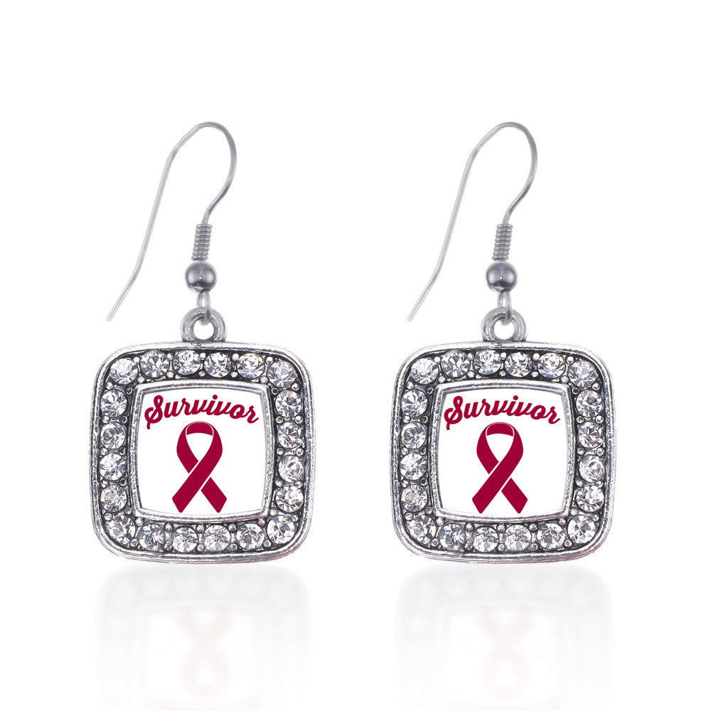 Burgundy Ribbon Survivor Square Charm