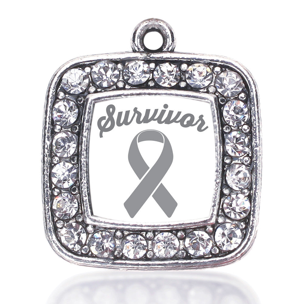 Gray Ribbon Survivor Square Charm