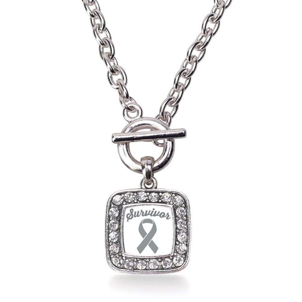Gray Ribbon Survivor Square Charm