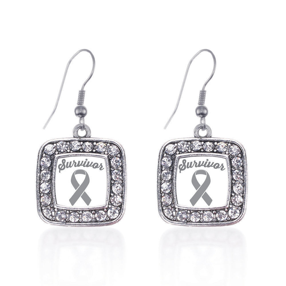 Gray Ribbon Survivor Square Charm