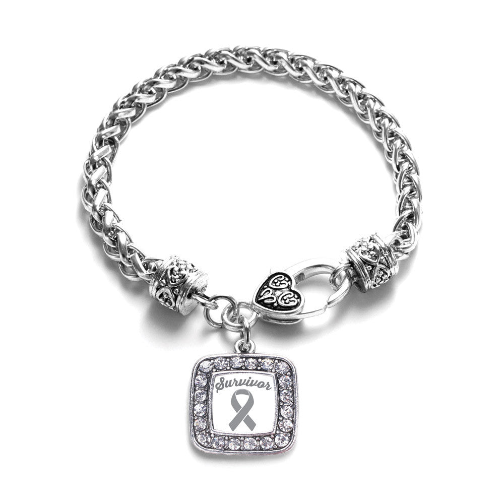 Gray Ribbon Survivor Square Charm
