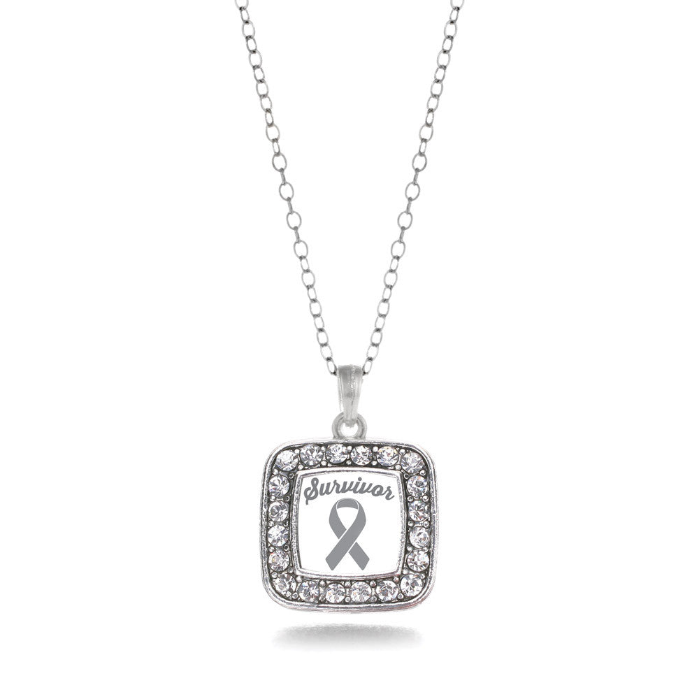 Gray Ribbon Survivor Square Charm