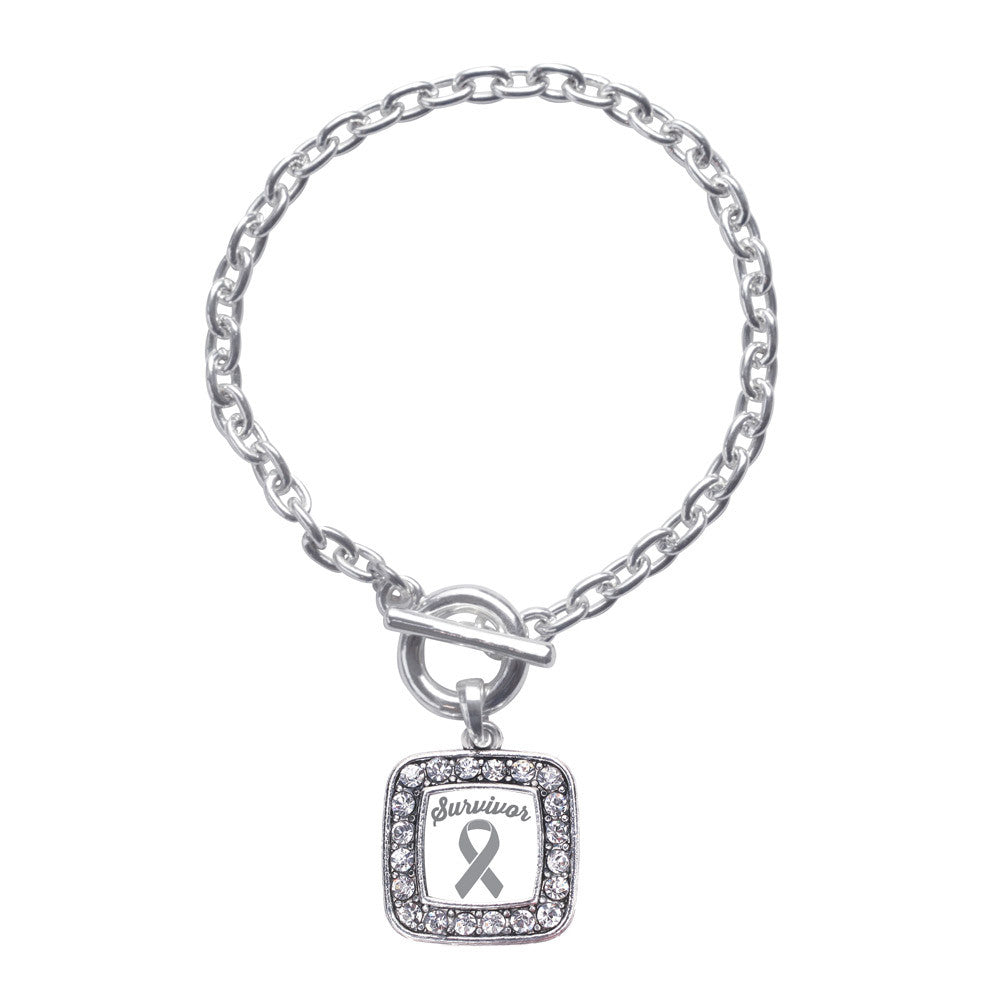 Gray Ribbon Survivor Square Charm