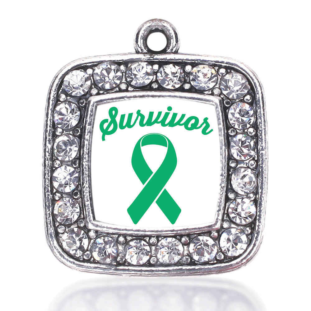 Green Ribbon Survivor Square Charm