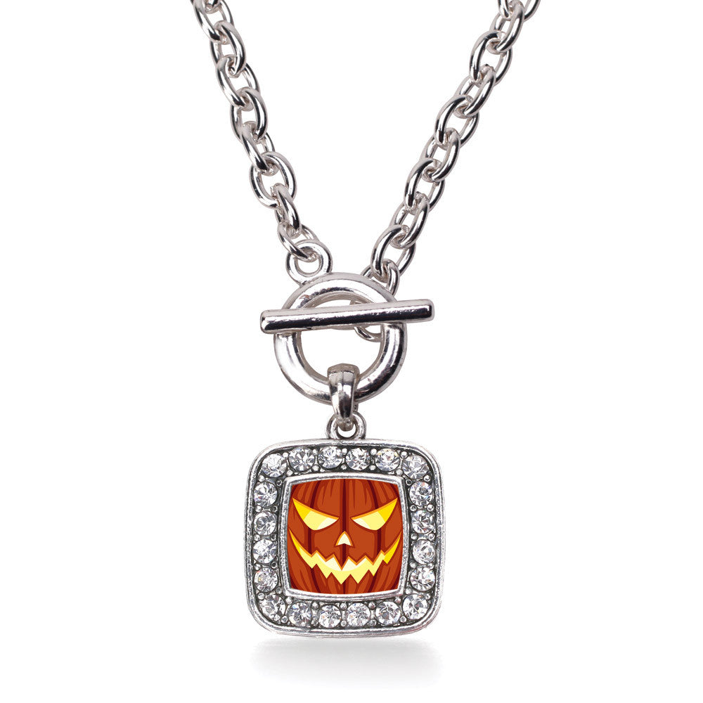 Grinning Pumpkin Square Charm