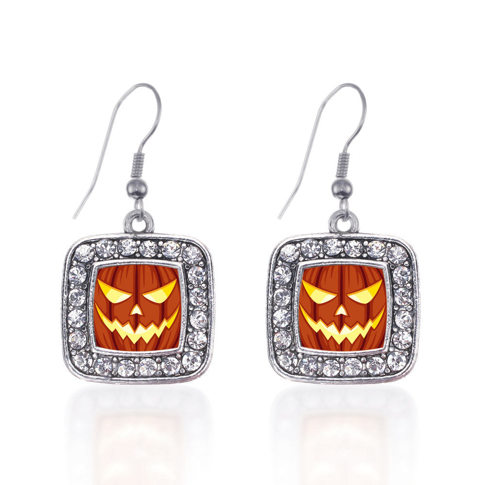Grinning Pumpkin Square Charm