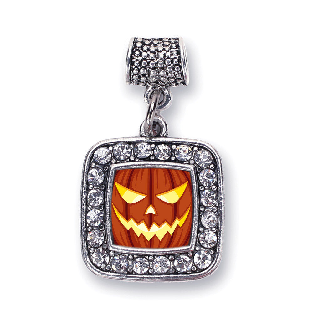 Grinning Pumpkin Square Charm