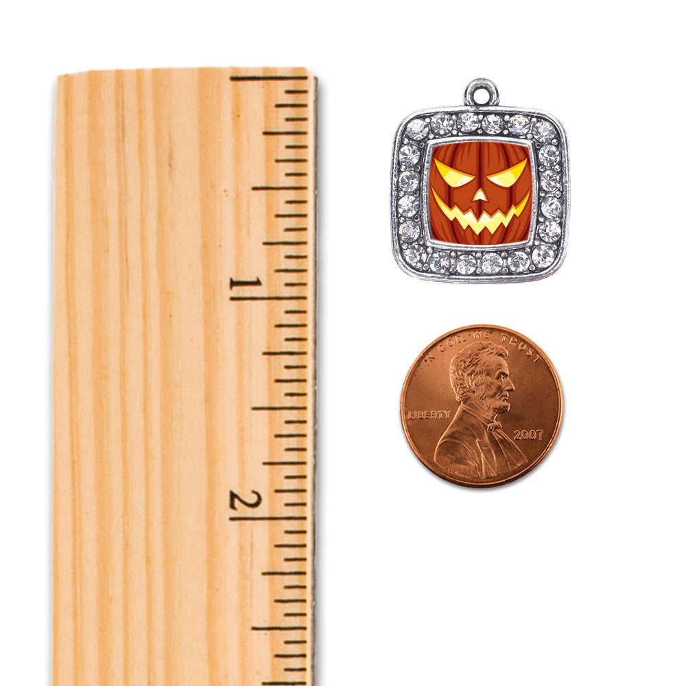 Grinning Pumpkin Square Charm